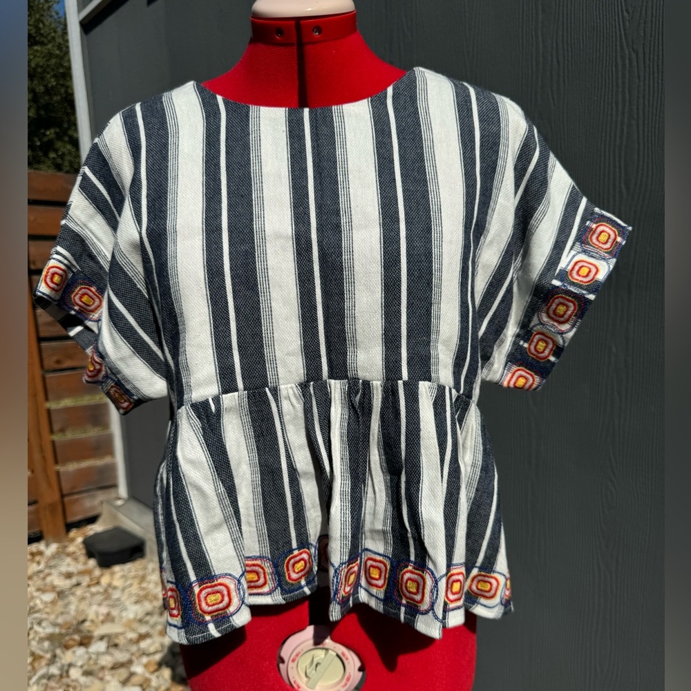 Maeve Striped Short Sleeve Tunic Size SM
